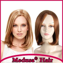 Medusa hair products: Beguiling bob styles Synthetic pastel wigs for women Medium length straight Mix color Mono wig SW0018A