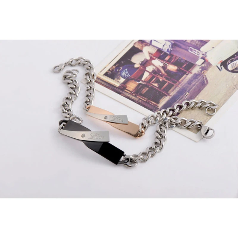 Женский и мужской браслет из нержавеющей стали AZIZ BEKKAOUI с логотипом|bracelets for women