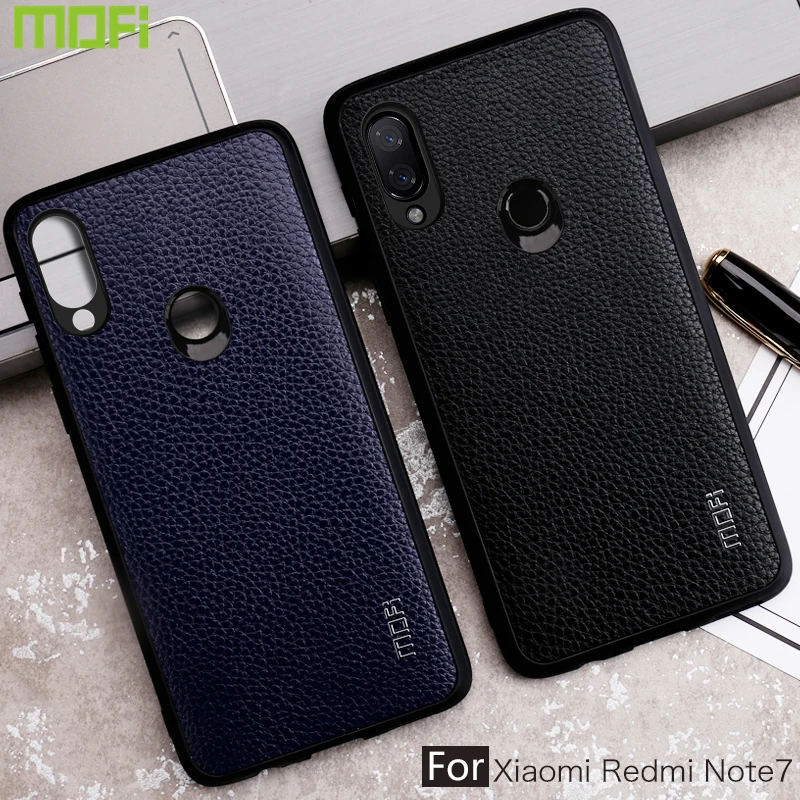 

Redmi Note 7 Case Mofi For Xiaomi Redmi Note 7 Pro Case Redmi 7 Case Back Cover Pu Leather Grain Business Style Brown Red Blue