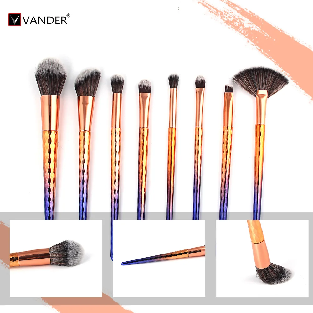 

New 8pcs/set Gold Screw Makeup Brushes Comstic Powder Foundation Eyeshadow Eyeliner Lip Brush Tool Kit Set