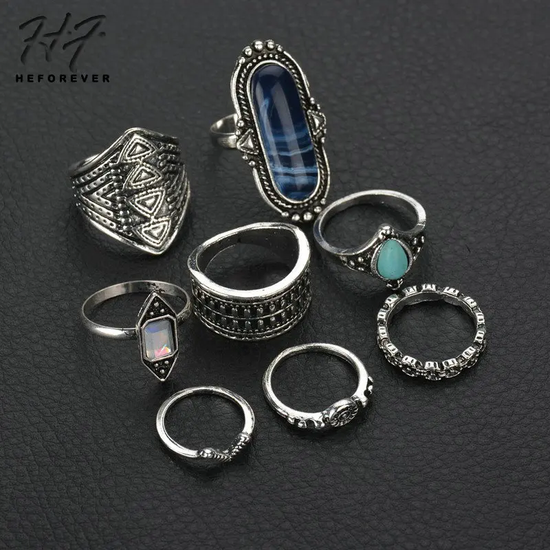 

Ethnic Silver/Gold Color Resin Zircon Midi Rings for Women 8PCS/Set Boho Knuckle Ring Fashion Jewelry for PartyKB165 KB166 KB167