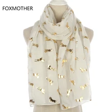 FOXMOTHER Дизайн Модный Блестящий металлический белый розовый серый фольга Золотой Блеск бег шарф с рисунком лошади женские