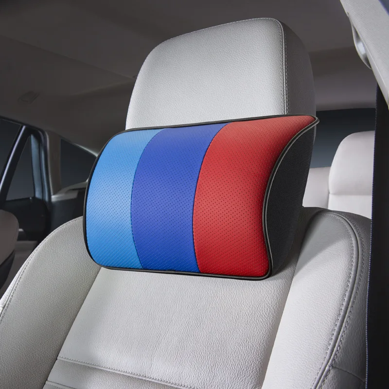 

Memory Sponge Leather Car Headrest Neck Pillow Head Rest For BMW Audi Benz Germany National Flag CNYOWO