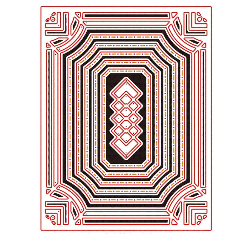 

Naifumodo Art Deco Frame Backdrop Metal Cutting Dies Scrapbooking for Card Making DIY Embossing Cuts New Craft Dies Rectangular