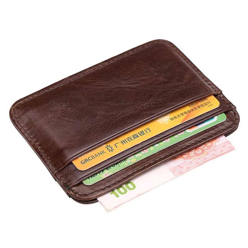 Tanie New Arrival Vintage męskie oryginalne skórzane etui na karty kredytowe mały portfel sklep