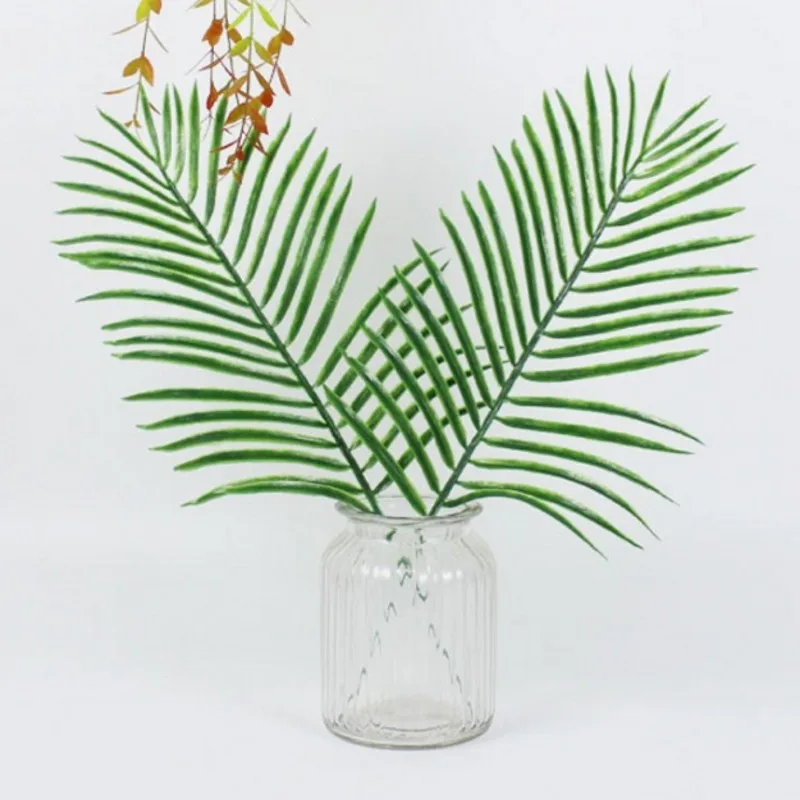 20 штук Пластик искусственный листья пальмы филиал зеленый искусственные листья тропических растений дома свадебные декорации цветок
