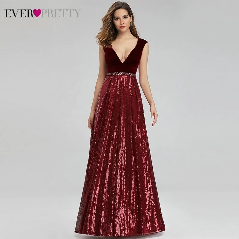 Evening Dresses Long Ever Pretty EP07840 Sexy Deep V-neck Beading Sequined Sparkle New Formal Party Gowns 2019 Abendkleider Evening Dresses Long Ever Pretty EP07840 Sexy Deep V-neck Beading Sequined Sparkle New Formal Party Gowns 2019 Abendkleider