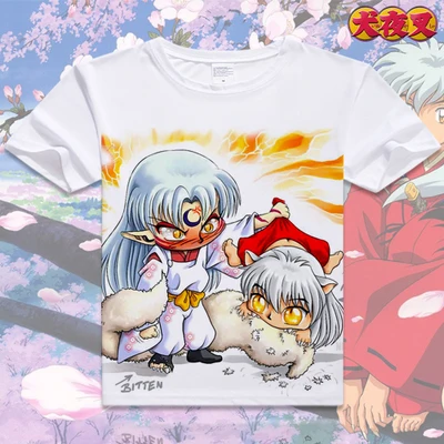 Аниме унисекс Топы Тройник Inuyasha футболка аниме Sesshoumaru короткий рукав Футболка Moneca Stori дышащие мужские и женские футболки - Цвет: 02   as picture