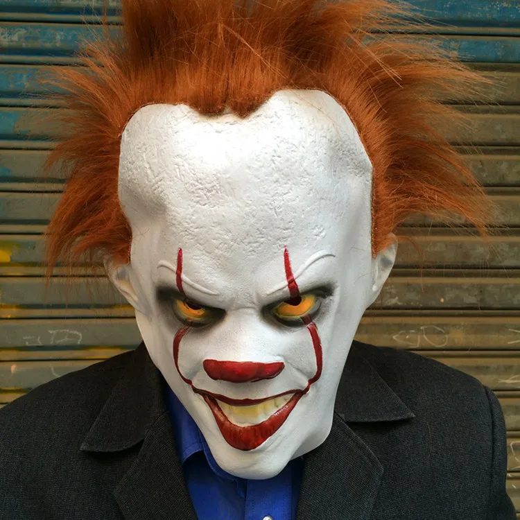 stephen kings it pennywise the clown costume mask cosplay masks red hair clown joker halloween costumes for men adult horror in boys costume accessories