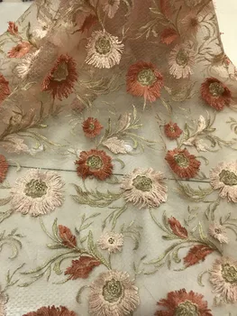 

Fashion 5 yards sat-6625 Nigeria Lace Fabric African Tulle French Fabric Embroidered Tulle Fabric