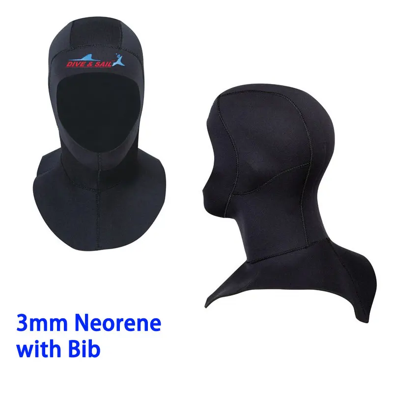 3mm Neoprene Dive Hood w/ Bib, High Quality, SCUBA Spearfishing Surfing