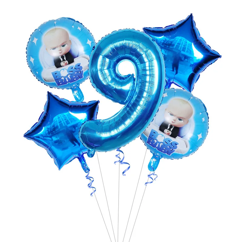 5 шт., Детские шары Boss, 30 дюймов, с цифрами, фольгированные шары, для детского душа, 1, 2, 3, 4, 5, 6 месяцев, для дня рождения, украшения, Мультяшные гелиевые шары - Цвет: 9