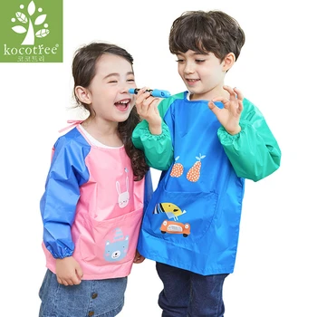 

Kocotree Baby Bibs Cartoon Waterproof Long Sleeve Children Apron Saliva Towels Infant Polyester Burping Cloth For Kids Feeding