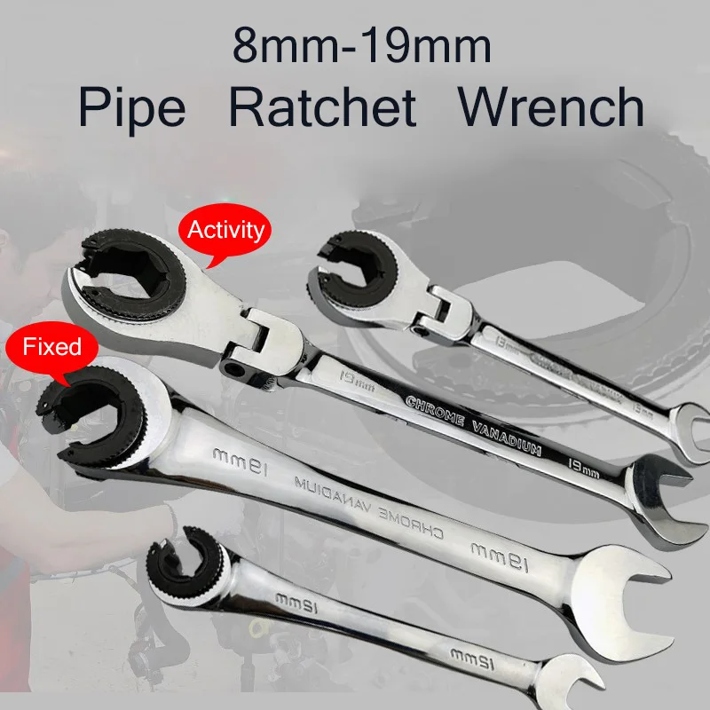 

13mm Active Head Dual-use Fast Plum Opening Ratchet Wrench Tubing Wrench Horn Spanners 72 tooth auto repair tools