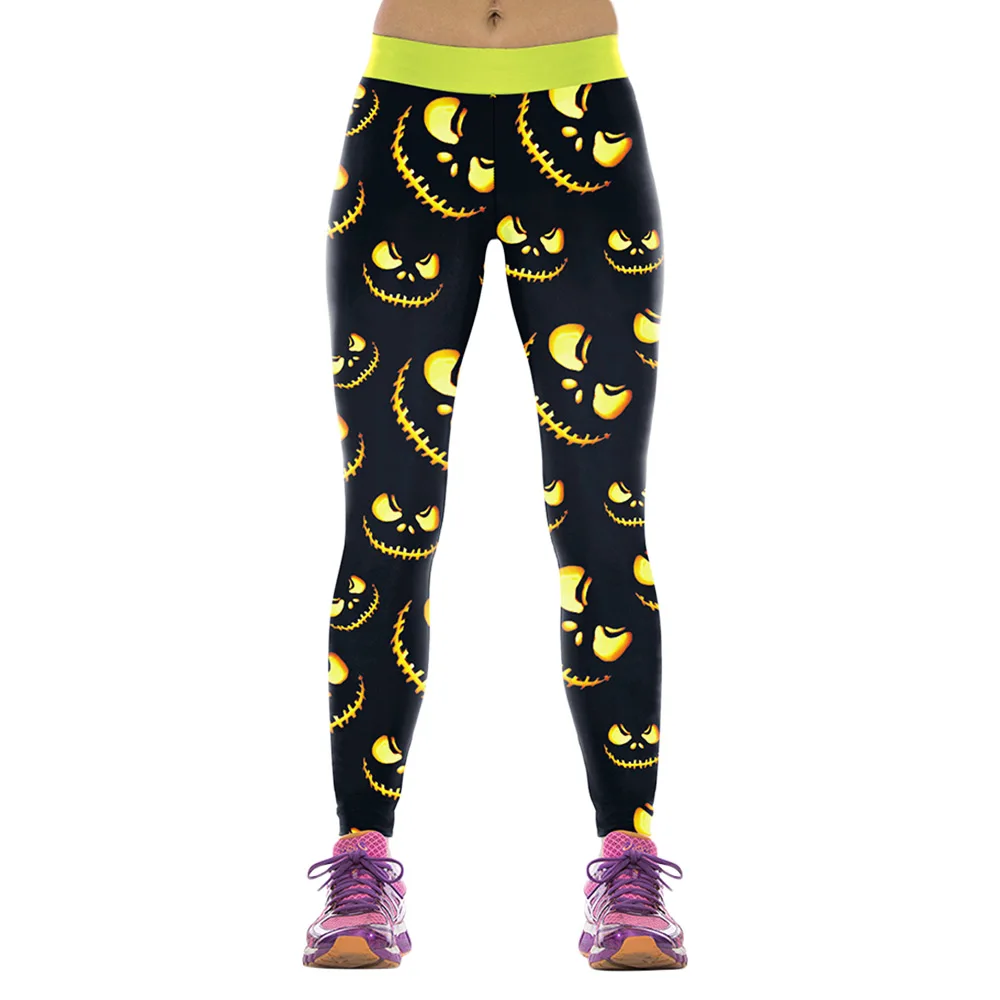 Kenancy Autumn Slim Women Pants Stylish Elastic Waist Pumpkin Print ...