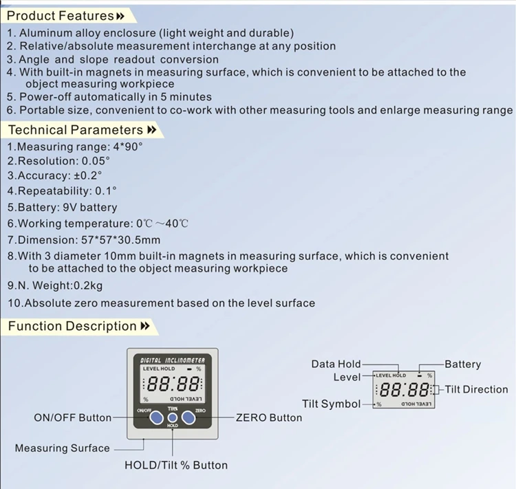 Электронный угломер из алюминиевого сплава, Цифровой Инклинометр, 360 градусов, ЖК-дисплей, измеритель уровня, измеритель углов