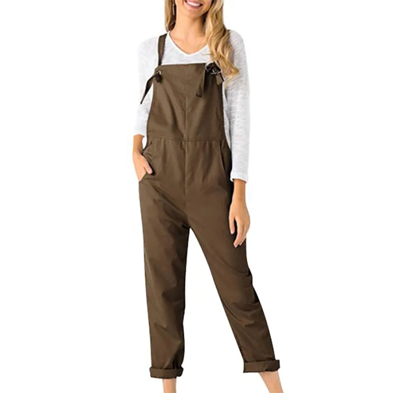 2018 Rompers Womens Autumn Jumpsuits Casual Vintage Sleeveless Backless Casual Loose Solid Overalls Strapless Paysuits Plus Size Jumpsuits and Playsuits