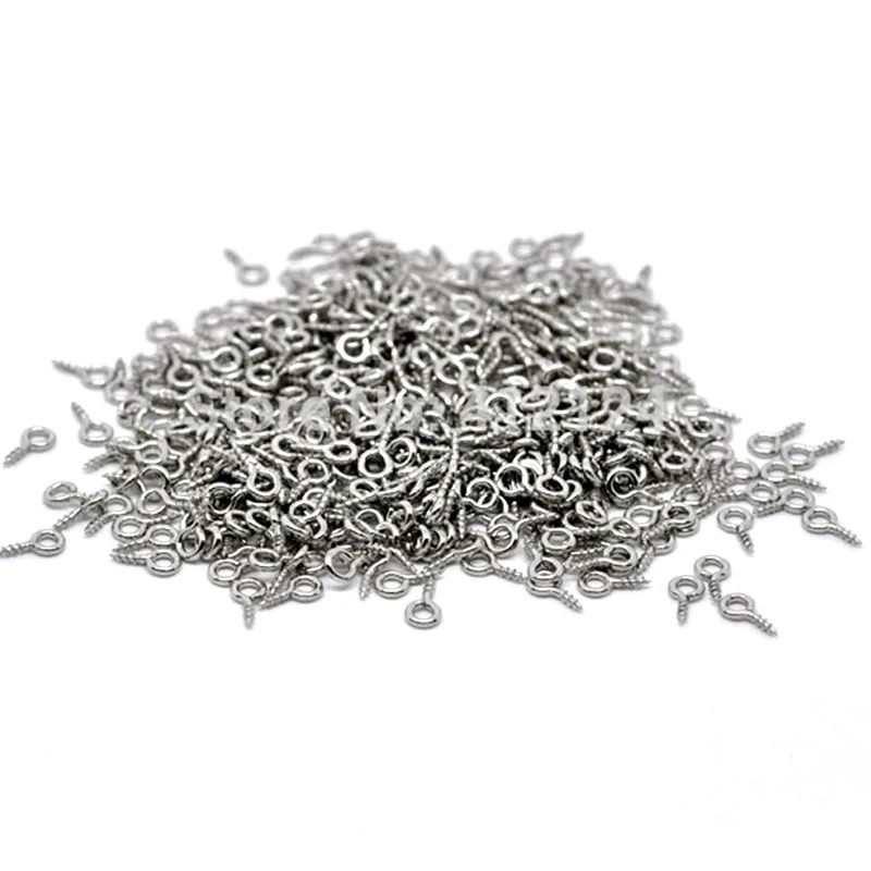 1000Pcs Silver Tone Alloy Screw Eye Bail Top Drilled Jewelry Diy Making