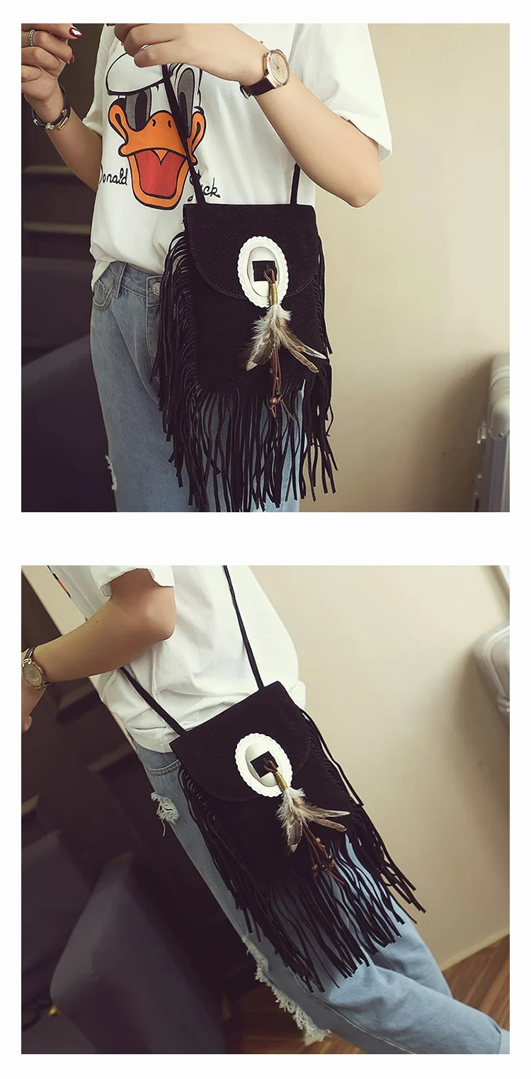 Female Small suede Bag Brown Beaded Feathers Hippie American Indian Tribal Bohemian Boho Chic Ibiza Style Pouch Bag (25)
