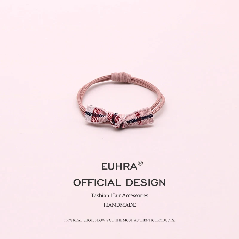 

Euhra Fishion 5 Colors Elastic Hair Bands Plaid Bow-knot Headwear For Girls and Women Hair Accessories Hairband Hot Sale