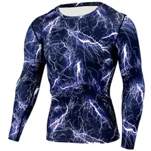 Футболка для фитнеса печати Спортивная рубашка Для мужчин шею быстросохнущая обтяжку Беговая футболка Для мужчин спортивный Топ тройник Для мужчин рубашки майка для фитнеса