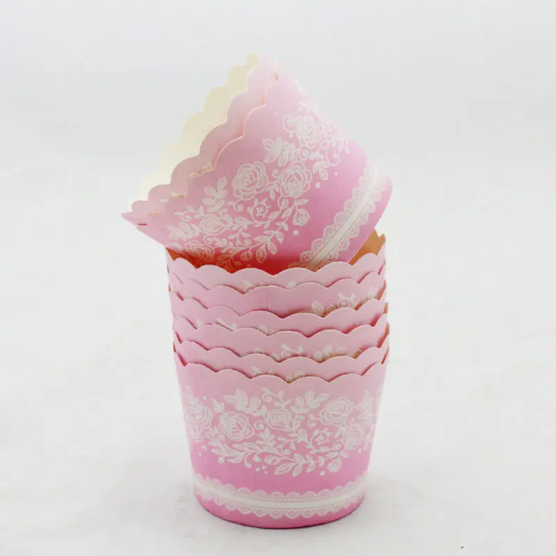 Маффин поднос для чашек Форма для торта мультфильм цветок животное кекс украшения Чехлы инструменты форма для порционной выпечки бумажная формочка коробка для торта - Цвет: Pink Flower