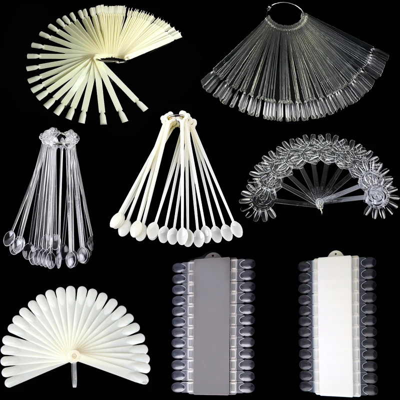 

Mix False Nail Art Tips Practice Display Set Fan Design Fake Stick High Qualtity Nature Transparent DIY Polish Gel Training Tool