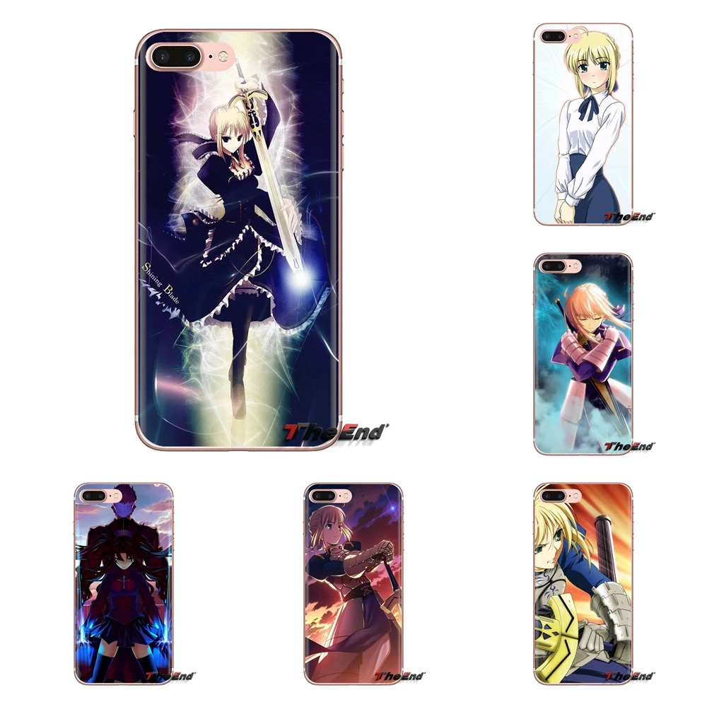 Прозрачный чехол из ТПУ для Samsung Galaxy S3 S4 S5 Mini S6 S7 Edge S8 S9 S10 Plus Note 3 4 5 8 9 anime fate stay night saber