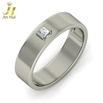 

Jinhui Unisex The Zion Band Solid 18K White 750 Gold 0.088CT Natural Diamond Jewelry Free Engraving