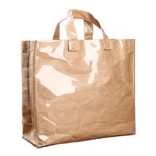 Солнечная пляжная брендовая Высококачественная двойная прозрачная сумка для покупок из крафт-бумаги, сумка на одно плечо, Повседневная Сумка-тоут