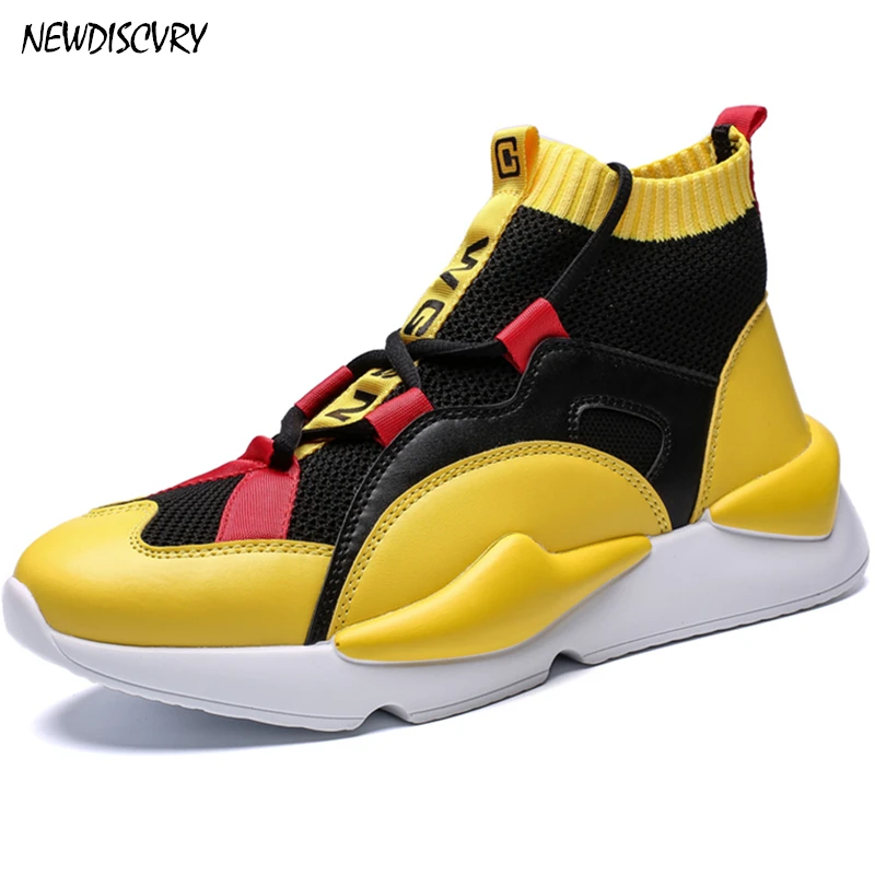 

NEWDISCVRY Mesh Breathable FLat Men's Sneakers 2019 Fashion Men Walking Shoes Comfortable Male Footwear Chunky Man Trainers