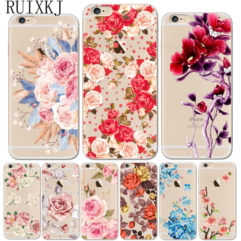 RUIXKJ модный винтажный Мягкий силиконовый чехол с цветами розы для iPhone X 8 7 6 6S Plus SE 5S