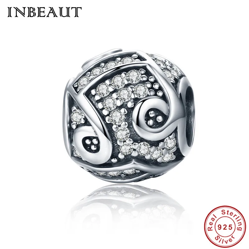 

INBEAUT Cute Fashion Beads 925 Sterling Silver Musical Melody CZ Cubic Zirconia Charm fit s925 Bracelet for Women DIY Jewelry