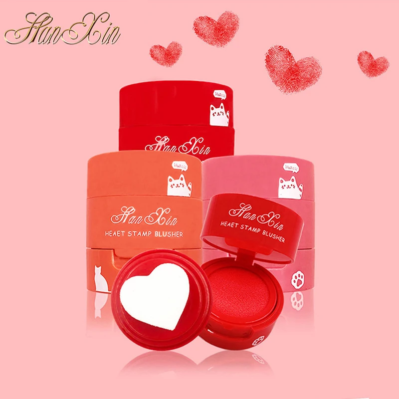 

New Heart Stamp Blush Powder Palette Nude Face Cheek Matte Makeup Bronzer Rouge Face Pressed Powder Foundation Blusher Makeup