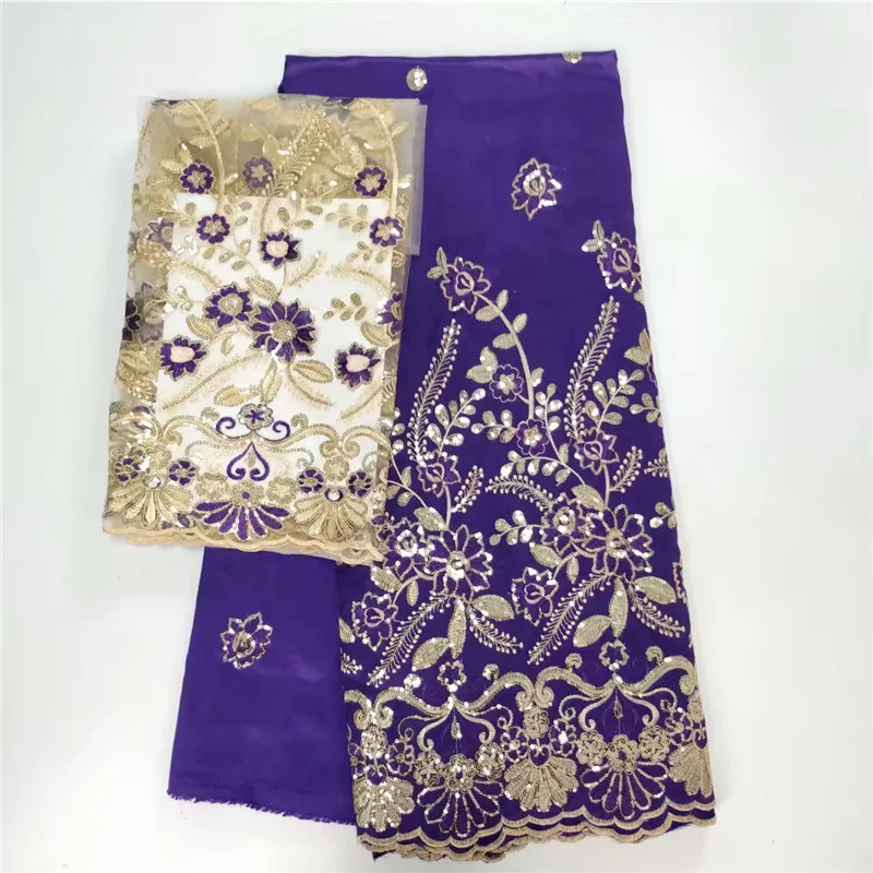 2018 Latest Nigerian George Lace High Quality New purple African Fabric Sequins Women Party 7 Yards/Lot wh65-920 | Дом и сад