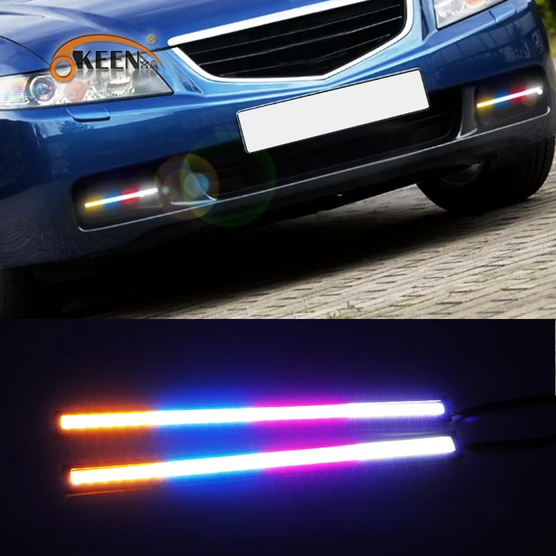 2*17CM 4Color COB LED DRL Daytime Running Light White Red Blue Yellow