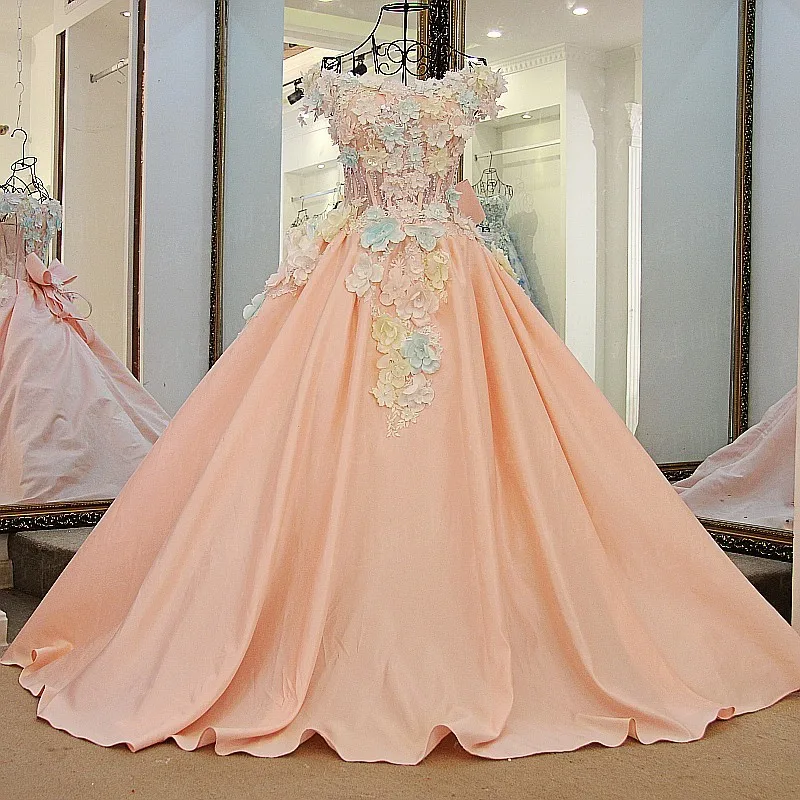 Peach Warna Romantis Formal Evening Party Dresses Araic Crytsal Beaded