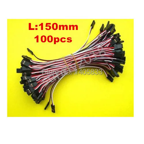 100pcs 15cm Male To Male Rc Jr Plug Servo Extension Lead Wire Cable