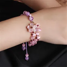 Браслет ручной работы с фиолетовыми хрустальными бусинами простые плетеные вручную ювелирные изделия-свободный размер