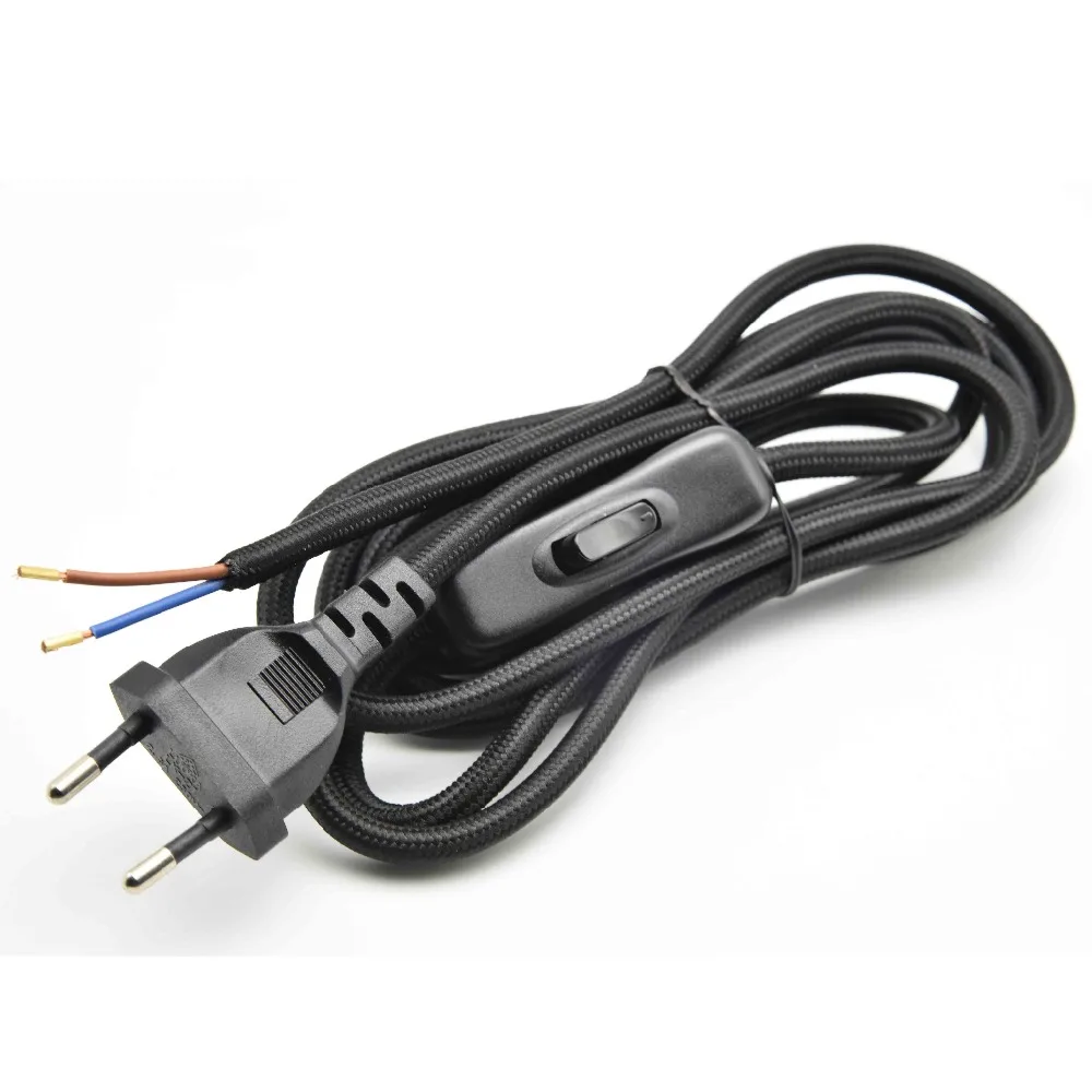 

1.8M 2x0.75mm2 Lamp Switch Wire EU Plug AC Lamp Power Cord with 304 Switch On/Off Floor Lighting Push Botton Switch Cable 1PC