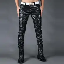 Осенне-зимние модные мотоциклетные брюки, плотная искусственная кожа, Мужские штаны для ног, брюки из искусственной кожи для мужчин, pantalon homme, черные