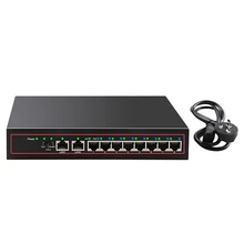 10 портов Poe коммутатор 52 в питание через Ethernet сетевой коммутатор 8 Poe выключатель инъектор для ip-камеры/беспроводной Ap/Cctv камеры системы
