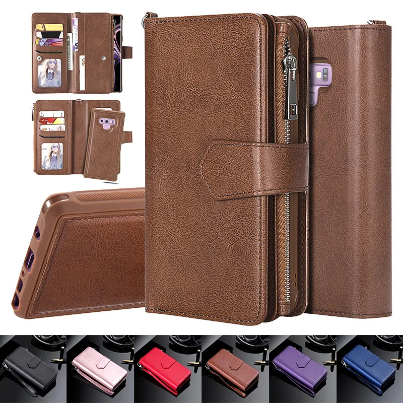 

Luxury Retro Vintage Leather Wallet Case for Samsung Note 9 Card Slot Detachable 2 in 1 Magnetic Cover for Samsung Galaxy Note 9
