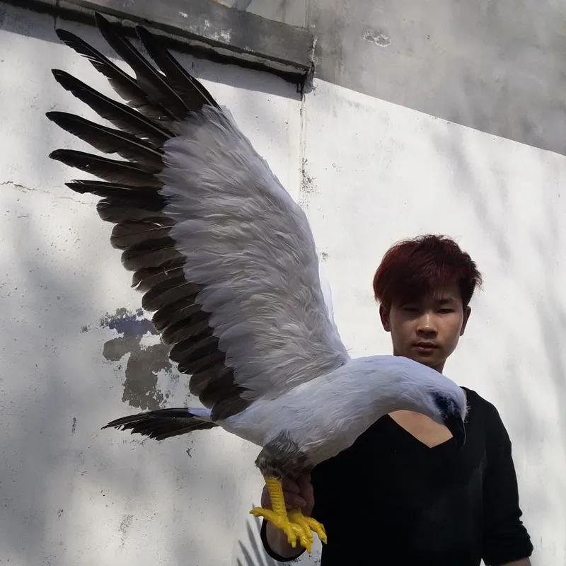 

large 45x90cm white&gray feathers eagle spreading wings model artificial bird handicraft,prop,home garden decoration gift p2717