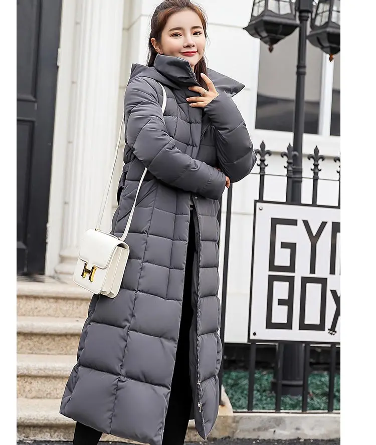 Зимний женский пуховик, Женское пальто, толстый теплый длинный пуховик, женская верхняя одежда, модная зимняя куртка с капюшоном для женщин