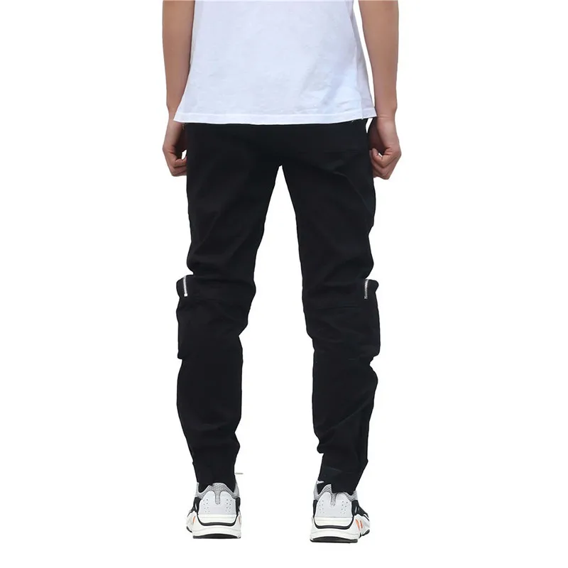 DERMSPE 2019 Fashion hip hop pants men Solid color Multiple zipper pocket male trousers Casual man street pants Sweatpants