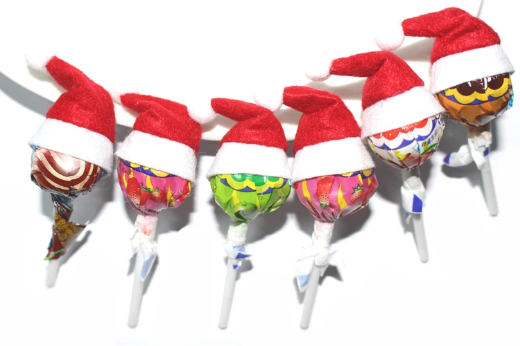 12pcs/lot Christmas lollipops candy small hat adornos navidad 2016 enfeites de natal Christmas Decoration natal Supplies