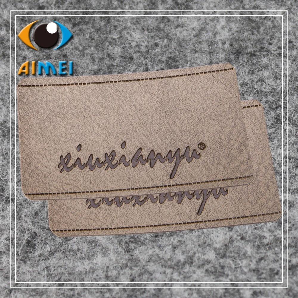 Customized PU leather labels Leather hand made Garment tags custom