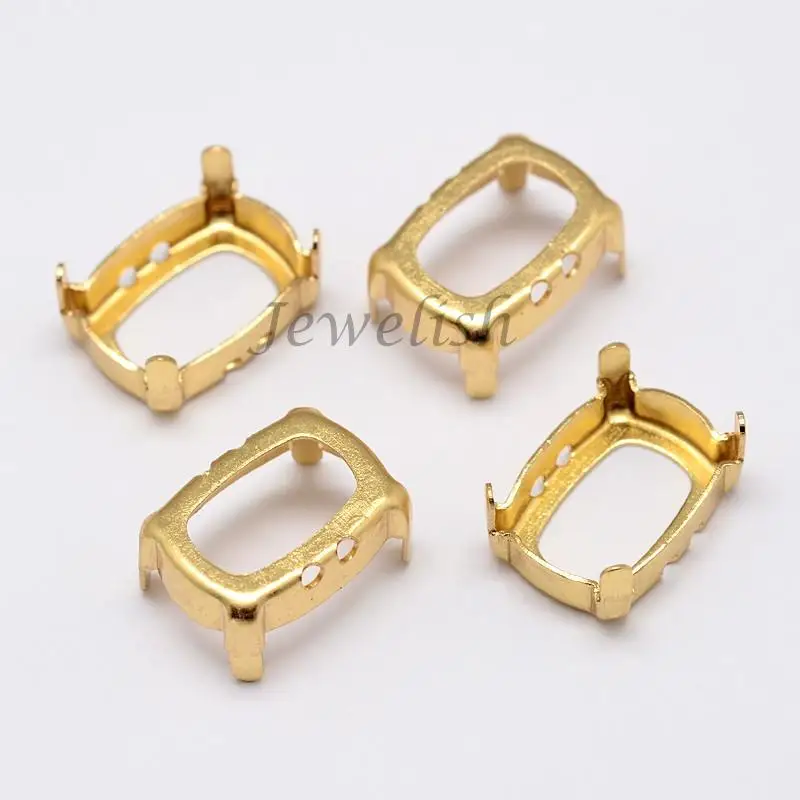 

10x8x0.4mm Golden Rectangle Brass Rhinestone Claw Settings fit for 8x10mm cabochons,Within the Error Range of 1mm F70