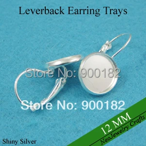

12mm Silver Earring Tray, Silver Lever Back Bezel Earring Setting, Silver Plated Earring Bezel Fits 12mm Cabochon